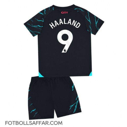 Manchester City Erling Haaland #9 Tredje Dräkt Barn 2023-24 Kortärmad (+ Korta byxor)